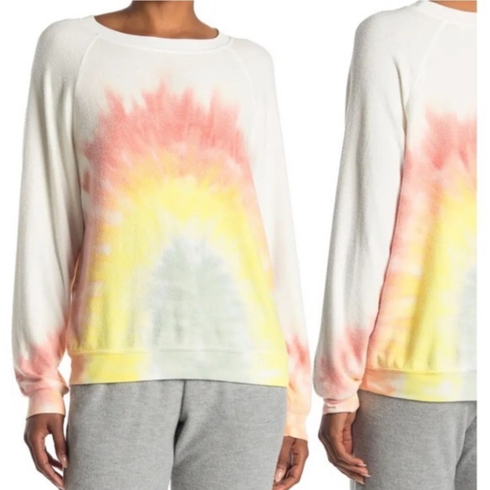 Wildfox  Rainbow Tie Dye Long‎ Sleeve Sweatshirt Size Large Women